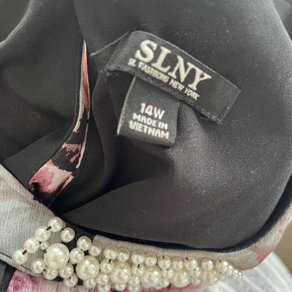 SLNY Flowy Black & Pink Floral Dress Size 14W - Picture 5 of 7